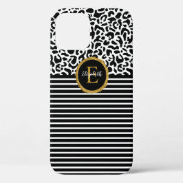 Eleganter Black Leopard Monogram Laptop Sleeve Case-Mate iPhone Hülle