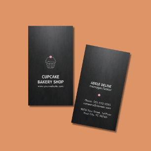 Eleganter Black Pink Cupcake Sweet Bakery Shop Visitenkarte