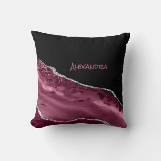 Eleganter Black Pink Magenta Glitzer Kissen