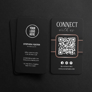 Eleganter Black Rose Gold Connect mit US QR Code Visitenkarte