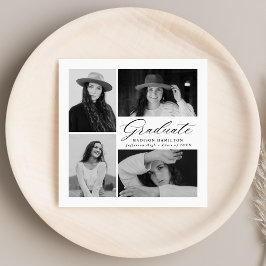 Eleganter Black Script 4 Foto Abschluss Serviette