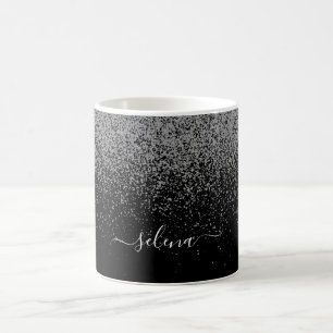 Eleganter Black Silver Glitzer Girly Mit Monogramm Kaffeetasse