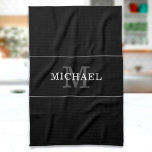 Eleganter Black Silver Monogram Individuelle Name Geschirrtuch<br><div class="desc">Passen Sie den Text an und erstellen Sie einfach Ihr personalisiertes Küchentuch. Klicken Sie auf BEARBEITEN, um die Textfarbe oder Hintergrundfarbe zu ändern. Sie können dieses Design auf anderen Zazzle-Produkten übertragen und an die meisten Zazzle-Produkte anpassen. Standard Studio-Designs werden in hochauflösender Grafik für berufliche Drucke erstellt. Vielen Dank, dass Sie...</div>