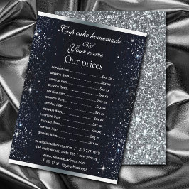Eleganter Black Silver Sparkle List Flyer