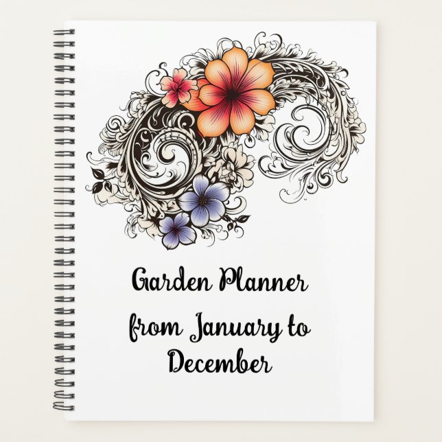Eleganter Black Spiral Garden Plan Planer (Vorderseite)