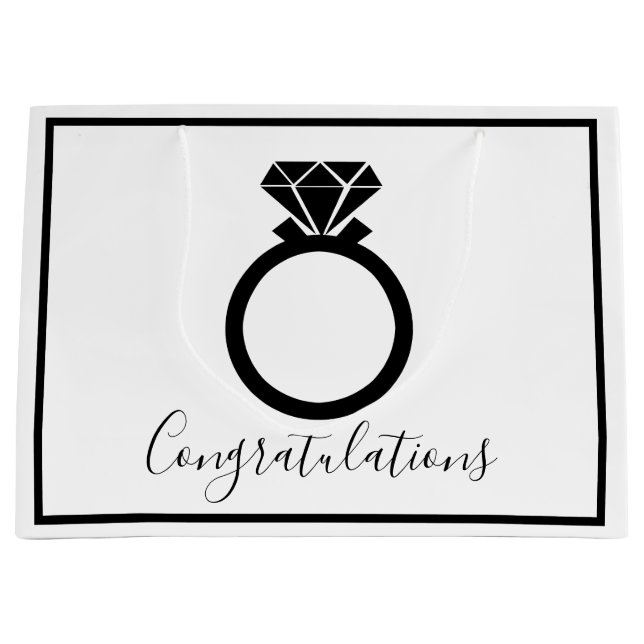 Eleganter Black Wedding Ring Glückwunsch Große Geschenktüte (Vorderseite)