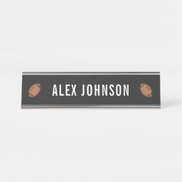 Eleganter Black & White Football Team Coach Custom Schreibtischnamensplakette