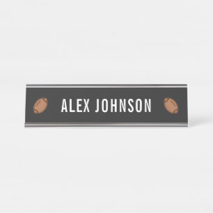 Eleganter Black & White Football Team Coach Custom Schreibtischnamensplakette