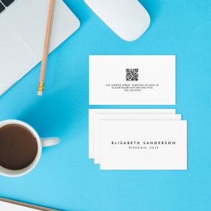 Eleganter Black & White Luxury Minimal QR CODE Visitenkarte