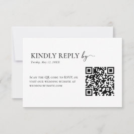 Eleganter Black & White QR Code Hochzeit RSVP Karte