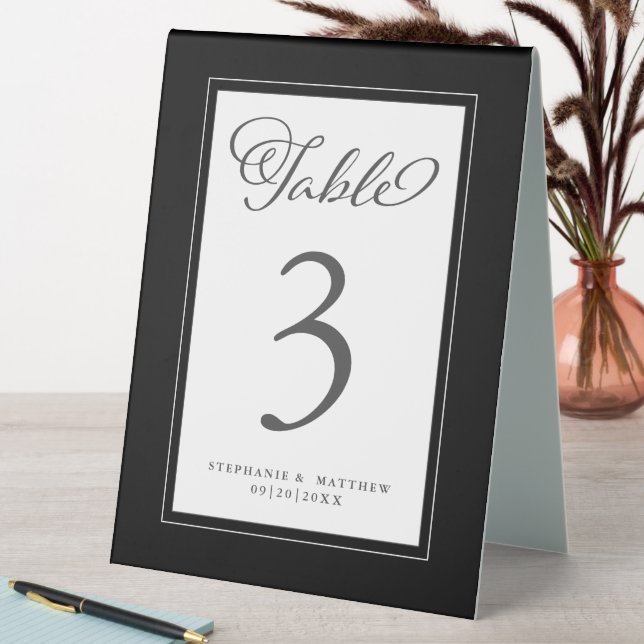 Eleganter Black & White Wedding Reception Chic Tischaufsteller (In Situ (Tisch))