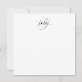 Eleganter, blassgrüner Kalligrafie-Monogramm-Split Mitteilungskarte