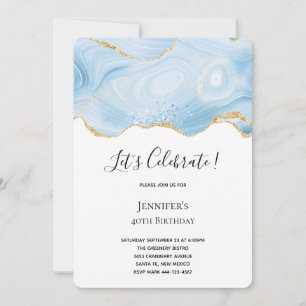 Eleganter blau-goldener Achat-Hintergrund zum Gebu Einladung