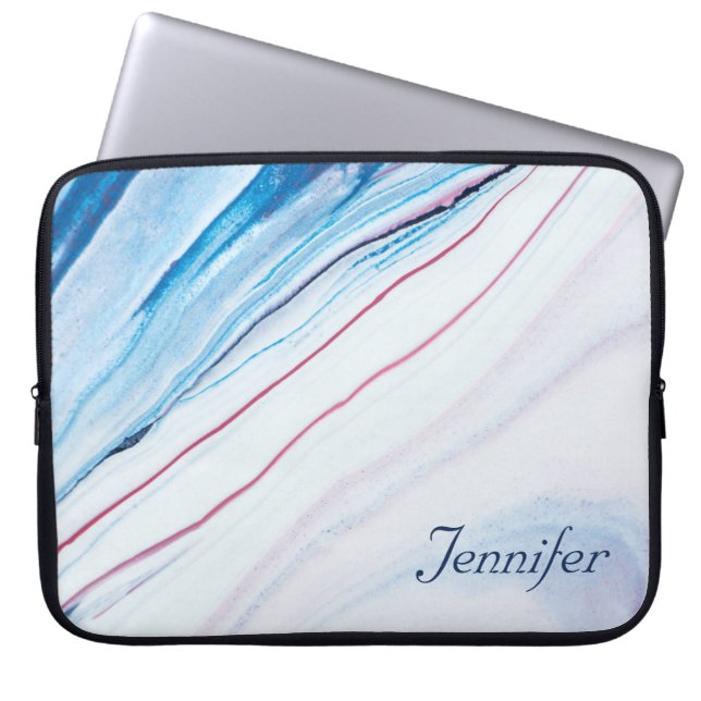 Eleganter BLAU PINK LILA IMITATE PERSONALISIERT Laptopschutzhülle (Vorderseite)