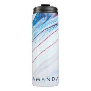 Eleganter BLAU PINK LILA IMITATE PERSONALISIERT Thermosbecher