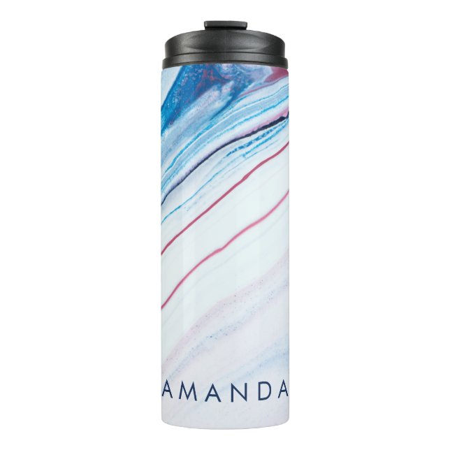 Eleganter BLAU PINK LILA IMITATE PERSONALISIERT Thermosbecher (Vorderseite)