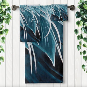 Eleganter Blau Reiher Wildtiere Vogel Natur Badhandtuch Set