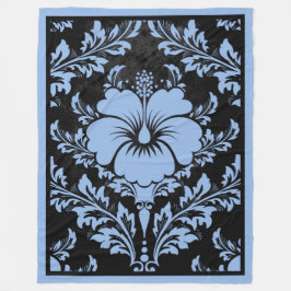 Eleganter blau-schwarzer Damast Fleecedecke