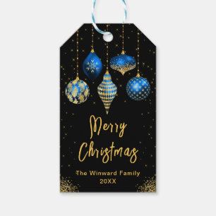 Eleganter Blau- und Gold-Weihnachtsschmuck Geschenkanhänger