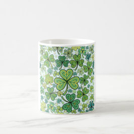 Eleganter Blau- und Grün-Kleeblatt-Schleifen-Muste Kaffeetasse