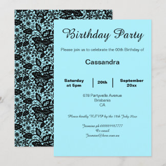 ELEGANTER BLAU UND SCHWARZE FLÄCHE GEBURTSTAG PART EINLADUNG