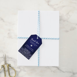 Eleganter Blau und Weiße Damaskus | Winterhochzeit Geschenkanhänger