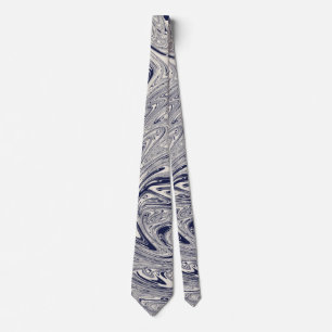 Eleganter blau-weißer Marmorwirl Krawatte