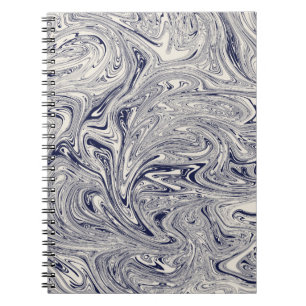 Eleganter blau-weißer Marmorwirl Notizblock
