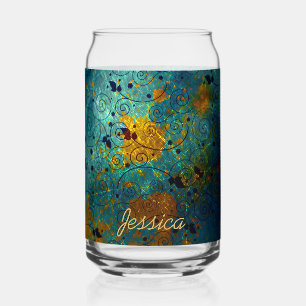 Eleganter Blaue und goldene Weinroute Personalisie Dosenglas