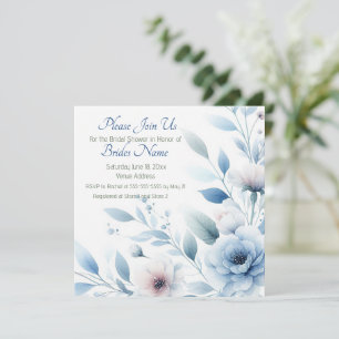 Eleganter blauer Blumen-Brautstrauß Einladung