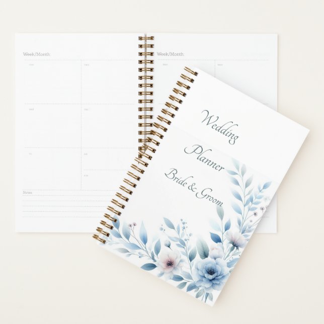 Eleganter blauer Blumen-Hochzeitsplaner Planer (Anzeige)