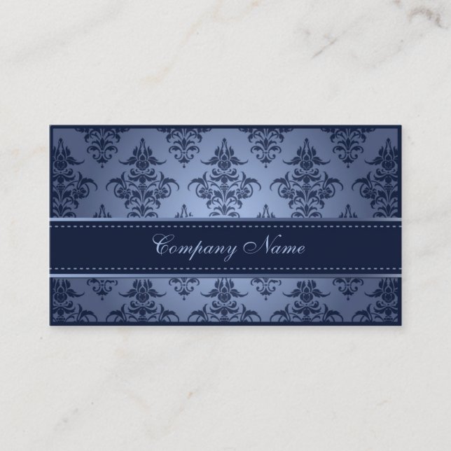 Eleganter blauer Damast-Hochzeits-Planer Visitenkarte (Vorderseite)