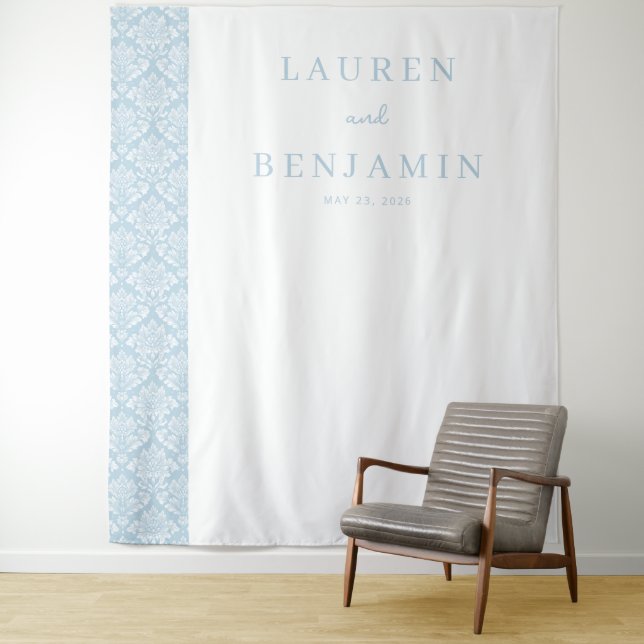 Eleganter blauer Damast Wandteppich (Beispiel)