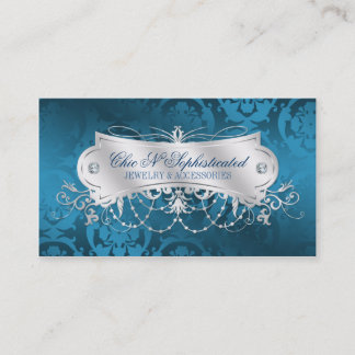 Eleganter blauer Damastwirbel Visitenkarte