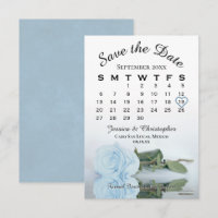 Eleganter blauer Dusty Blue Rose Hochzeitskalender
