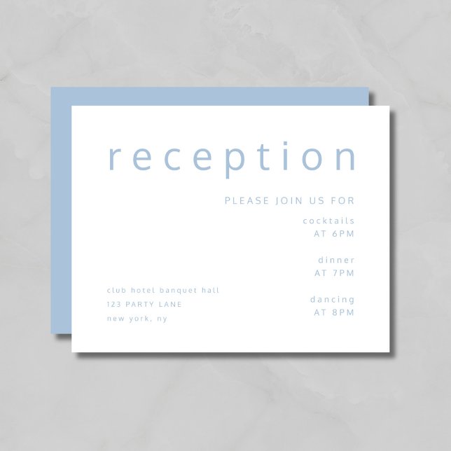 Eleganter blauer Eleganter Hochzeitstag Empfang Begleitkarte (Elegant Blue Elegant Wedding Reception Enclosure Card)