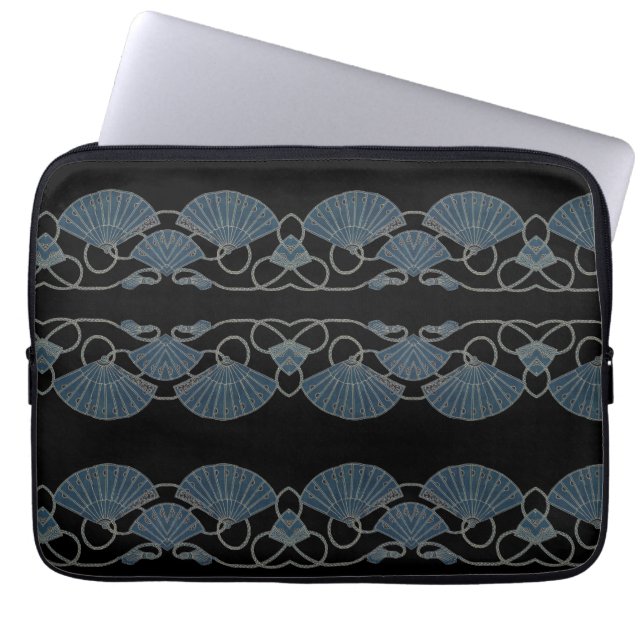 Eleganter blauer Fächer Laptopschutzhülle (Vorderseite)