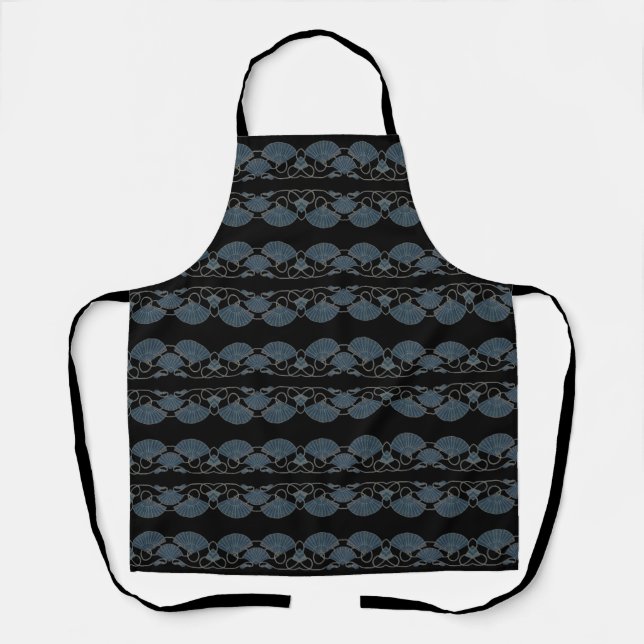 Eleganter blauer Fächer Schürze (Vorderseite)