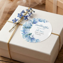 Eleganter blauer floraler Brautduschen-Rundsticker