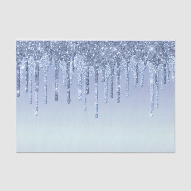 Eleganter Blauer Glitzer Tropfen Seidenpapier (Vorderseite)
