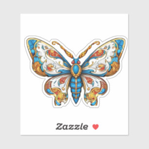Eleganter blauer Gold-Filigran-Schmetterling-Stanz Aufkleber