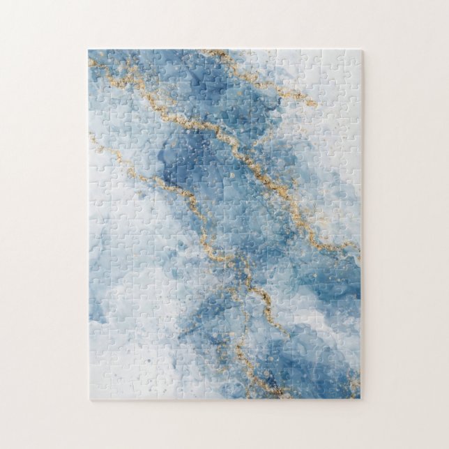 Eleganter blauer Gold-Glitter-Abstrakt-Flow        (Vertikal)