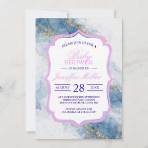 Eleganter blauer Gold-Glitter-Abstrakt-Flow Einladung