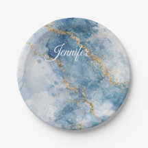 Eleganter blauer Gold-Glitter-Abstrakt-Flow