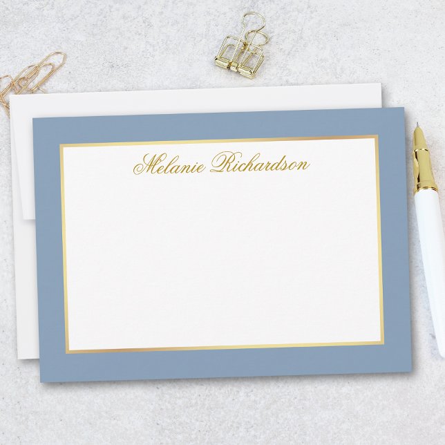 Eleganter blauer Goldrahmen - Größe auswählen - Mitteilungskarte (Customize to change text color, add more text or to change color of back of card.)