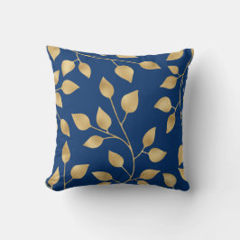 Eleganter blauer Hintergrund mit Gold Leaf Zweigst Kissen