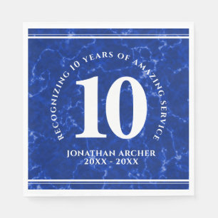 Eleganter blauer Marmor 10 Jahre Arbeit Jubiläum Serviette