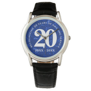 Eleganter blauer Marmor 20 Jahre Arbeit Jubiläum Armbanduhr