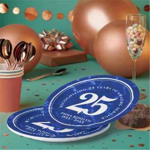 Eleganter blauer Marmor 25 Jahre Arbeit Jahrestag Pappteller