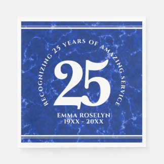 Eleganter blauer Marmor 25 Jahre Arbeit Jahrestag Serviette